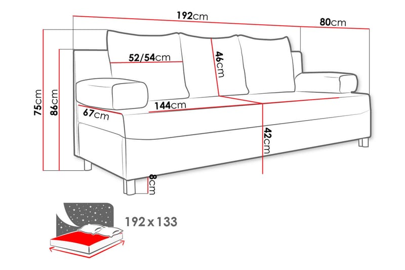 Sovesofa Rejmyre - Svart - Fløyelssofaer - 3 seters sovesofa