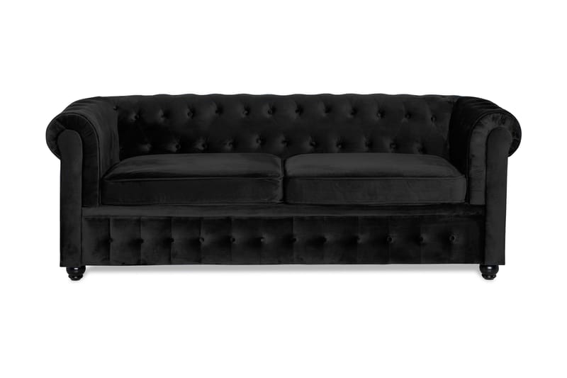 Sovesofa Walton Lyx 3-seter Fløyel - Svart - Møbler - Sofaer - Sovesofaer - 3 seters sovesofa