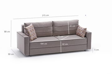 Sovesofa Windwhistle 3-seters 185x150 - Krem - Møbler - Sofaer - Sovesofaer - 3 seters sovesofa