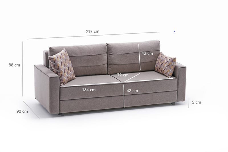 Sovesofa Windwhistle 3-seters 185x150 - Krem - Møbler - Sofaer - Sovesofaer - 3 seters sovesofa