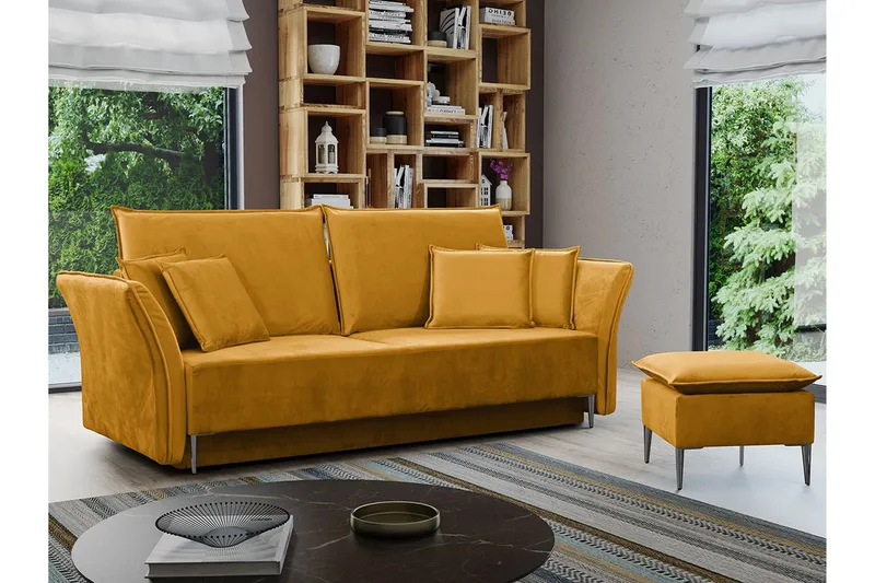 Staffin 3-sits Bäddsoffa NO_BRAND Yellow - Møbler - Sofaer - Sovesofaer - 3 seters sovesofa