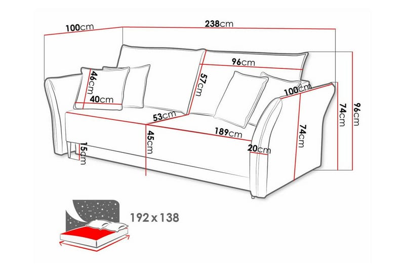Staffin 3-sits Bäddsoffa NO_BRAND Yellow - Møbler - Sofaer - Sovesofaer - 3 seters sovesofa