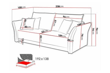 Staffin 3-sits Bäddsoffa Pink/Beige - Møbler - Sofaer - Sovesofaer - 3 seters sovesofa