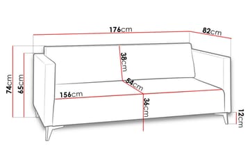 Szafir 3-seter Sofa 82x176 cm - Hvit - Møbler - Sofaer - Fløyelssofaer