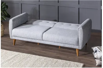 Tamatha 3-seter Sovesofa med Sjeselong i Stoff med Trebein - Grå - Møbler - Sofaer - Sovesofaer - 3 seters sovesofa