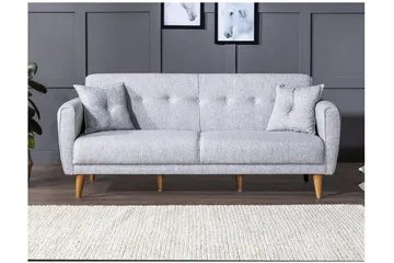 Tamatha 3-seter Sovesofa med Sjeselong i Stoff med Trebein - Grå - Møbler - Sofaer - Sovesofaer - 3 seters sovesofa