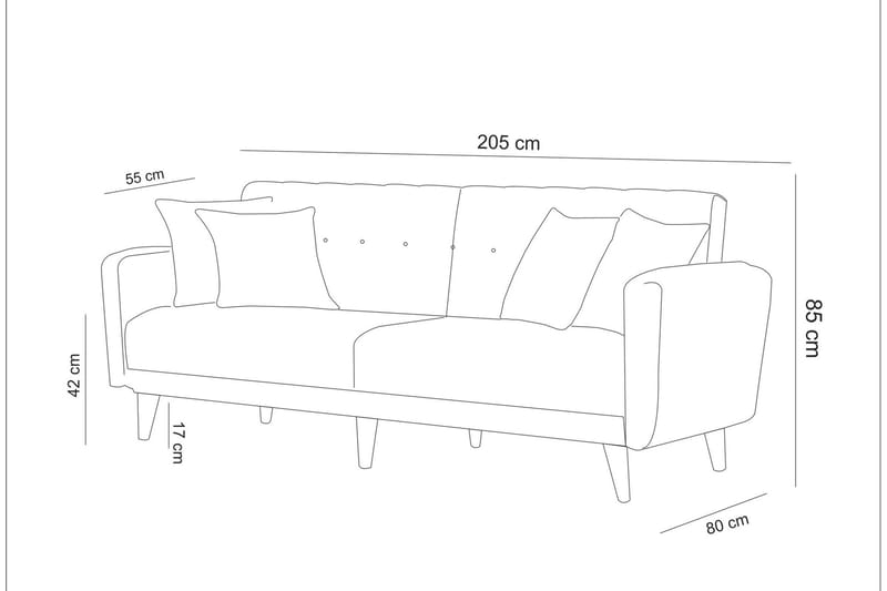 Tamatha Sovesofa 3-seter - Beige - Møbler - Sofaer - Sovesofaer - 3 seters sovesofa
