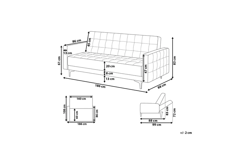 Toomey Sofa - Grå - Møbler - Sofaer - Sovesofaer - 3 seters sovesofa