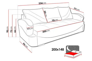 Turbo Sovesofa 200x96x90 cm - Møbler - Sofaer - Sovesofaer - 3 seters sovesofa