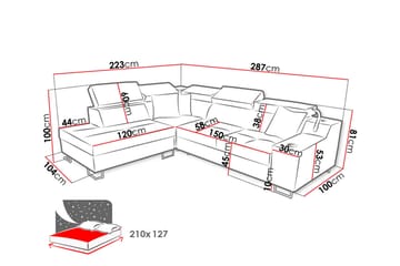 3-seters Sovesofa Venstre - Svart - Møbler - Sofaer - Sovesofaer - Langsgående sovesofa
