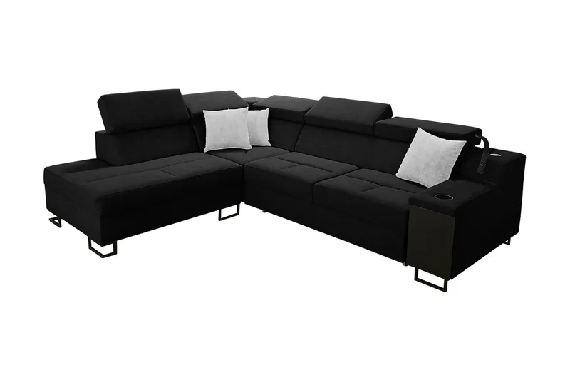 3-seters Sovesofa Venstre, Svart