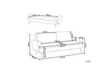 Vettre 3-seters Sovesofa - Fløyel/Mørkegrønn - Møbler - Sofaer - Sovesofaer - 3 seters sovesofa