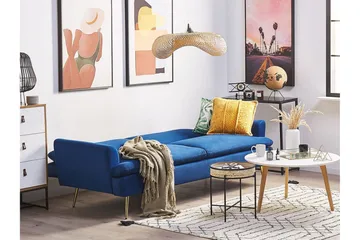 Vettre 3-seters Sovesofa - Fløyel/Marineblå - Møbler - Sofaer - Sovesofaer - 3 seters sovesofa