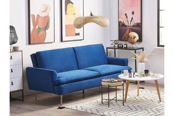 Vettre 3-seters Sovesofa - Fløyel/Marineblå - Møbler - Sofaer - Sovesofaer - 3 seters sovesofa