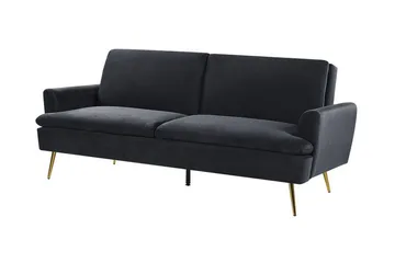 Vettre 3-seters Sovesofa - Fløyel/Svart - Møbler - Sofaer - Sovesofaer - 3 seters sovesofa