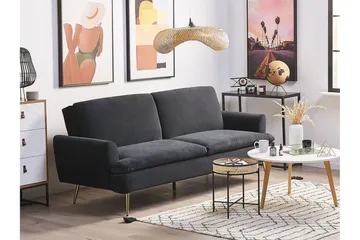 Vettre 3-seters Sovesofa - Fløyel/Svart - Møbler - Sofaer - Sovesofaer - 3 seters sovesofa