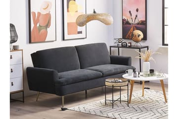 Vettre 3-seters Sovesofa - Fløyel/Svart - Møbler - Sofaer - Sovesofaer - 3 seters sovesofa