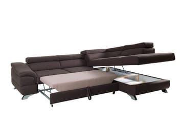 View Sovesofa 3-seter med Sjeselong Høyre - Mørkegrå - Møbler - Sofaer - Sovesofaer - Langsgående sovesofa