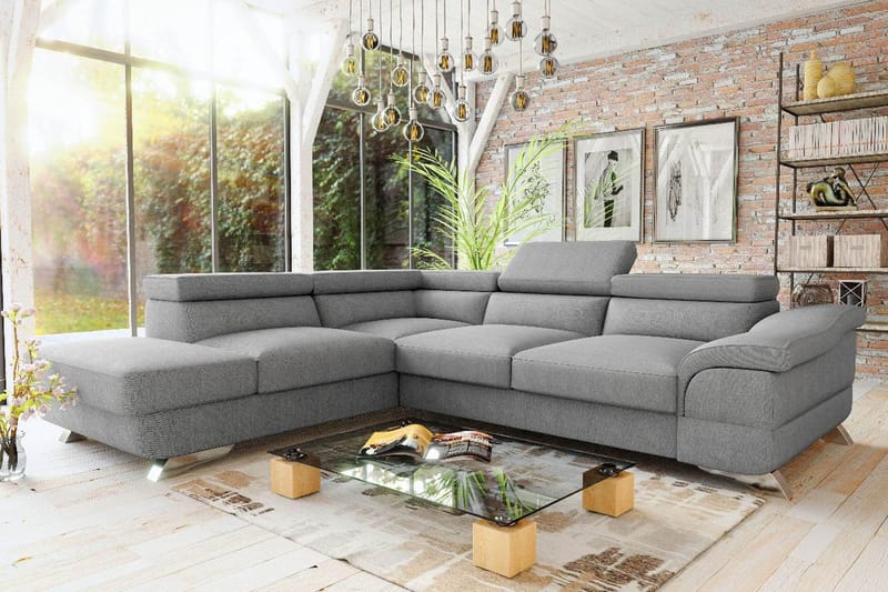 View Sovesofa 3-seter med Sjeselong Venstre - Lysegrå - Møbler - Sofaer - Sovesofaer - Langsgående sovesofa