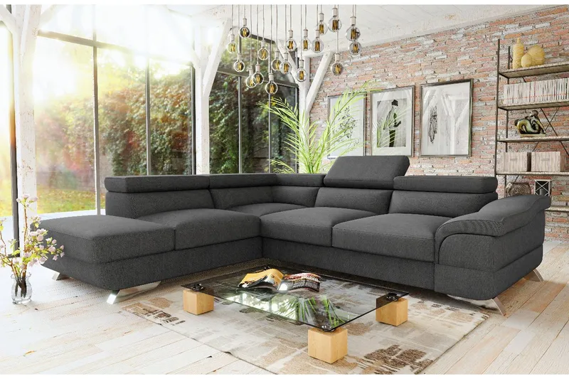 View Sovesofa 3-seter med Sjeselong Venstre - Lysegrå - Møbler - Sofaer - Sovesofaer - Langsgående sovesofa