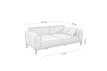 Wyong Sovesofa 3-seters 223x94 cm - Grå - Møbler - Sofaer - Sovesofaer - 3 seters sovesofa