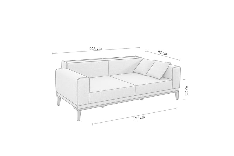 Wyong Sovesofa 3-seters 223x94 cm - Grå - Møbler - Sofaer - Sovesofaer - 3 seters sovesofa