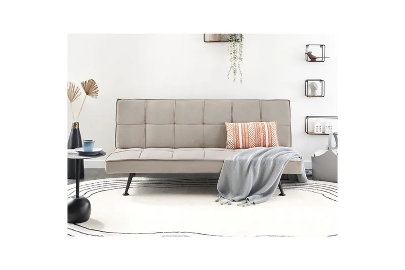 3-sitssoffa Beliani Hasle Beige, svart Beige, Black - Møbler - Sofaer - Sovesofaer - 3 seters sovesofa