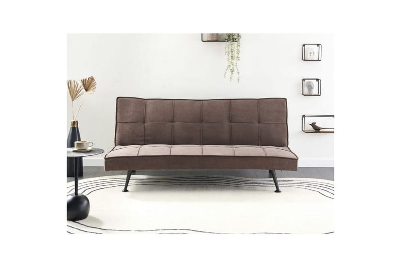 3-sitssoffa Beliani Hasle Beige, svart Brown, Black - Møbler - Sofaer - Sovesofaer - 3 seters sovesofa