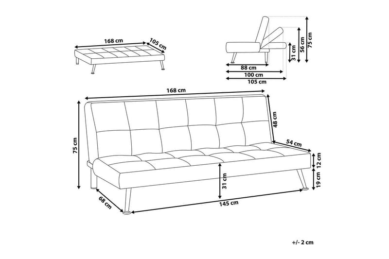 3-sitssoffa Beliani Hasle Beige, svart Pink - Rosa - Møbler - Sofaer - Sovesofaer - 3 seters sovesofa