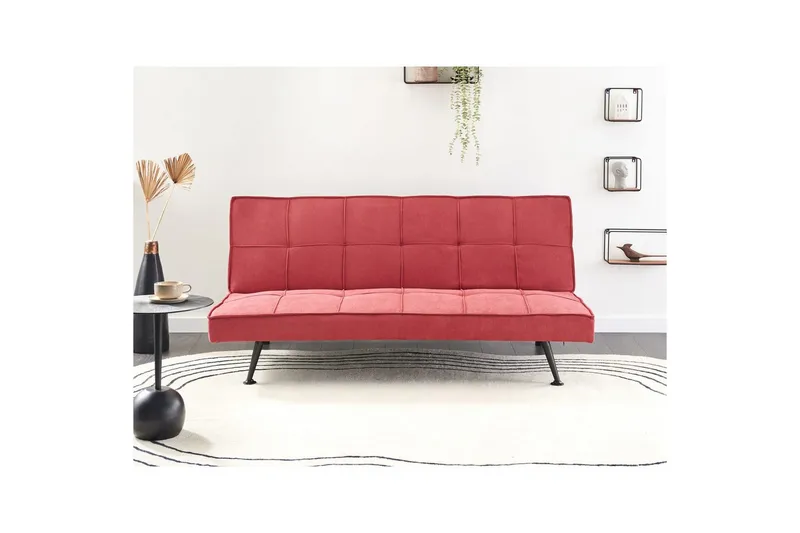 3-sitssoffa Beliani Hasle Beige, svart Pink - Rosa - Møbler - Sofaer - Sovesofaer - 3 seters sovesofa