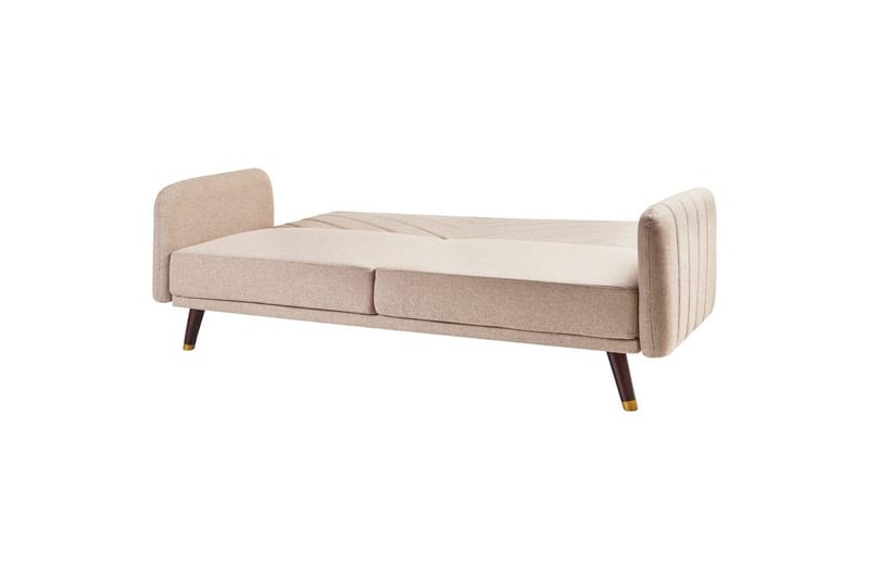 3-sitssoffa Beliani Senja Beige, mörkt trä, guld Beige - Beige - Møbler - Sofaer - Sovesofaer - 3 seters sovesofa