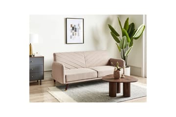 3-sitssoffa Beliani Senja Beige, mörkt trä, guld Beige - Beige - Møbler - Sofaer - Sovesofaer - 3 seters sovesofa