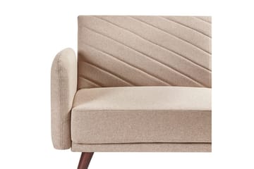 3-sitssoffa Beliani Senja Beige, mörkt trä, guld Beige - Beige - Møbler - Sofaer - Sovesofaer - 3 seters sovesofa