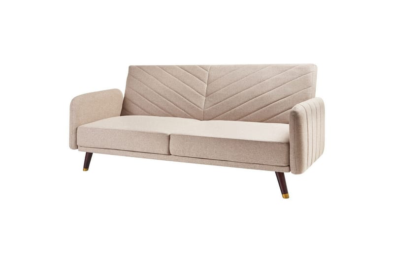 3-sitssoffa Beliani Senja Beige, mörkt trä, guld Beige - Beige - Møbler - Sofaer - Sovesofaer - 3 seters sovesofa