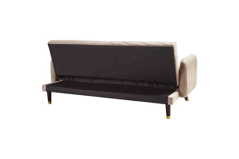 3-sitssoffa Beliani Senja Beige, mörkt trä, guld Beige - Beige - Møbler - Sofaer - Sovesofaer - 3 seters sovesofa