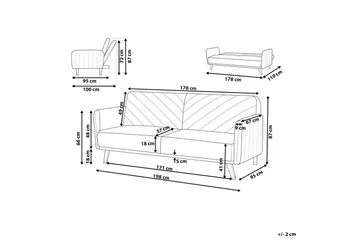 3-sitssoffa Beliani Senja Beige, mörkt trä, guld Beige - Beige - Møbler - Sofaer - Sovesofaer - 3 seters sovesofa