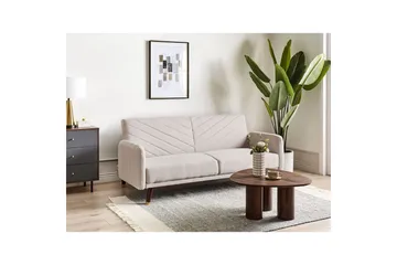 3-sitssoffa Beliani Senja Beige, mörkt trä, guld Beige||Dark colored wood||GOLD - Møbler - Sofaer - Sovesofaer - 3 seters sovesofa