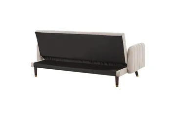 3-sitssoffa Beliani Senja Beige, mörkt trä, guld Beige||Dark colored wood||GOLD - Møbler - Sofaer - Sovesofaer - 3 seters sovesofa