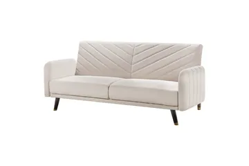 3-sitssoffa Beliani Senja Beige, mörkt trä, guld Beige||Dark colored wood||GOLD - Møbler - Sofaer - Sovesofaer - 3 seters sovesofa