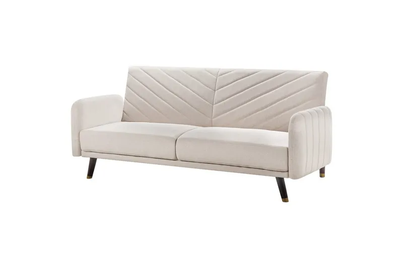 3-sitssoffa Beliani Senja Beige, mörkt trä, guld Beige||Dark colored wood||GOLD - Møbler - Sofaer - Sovesofaer - 3 seters sovesofa