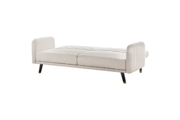 3-sitssoffa Beliani Senja Beige, mörkt trä, guld Beige||Dark colored wood||GOLD - Møbler - Sofaer - Sovesofaer - 3 seters sovesofa