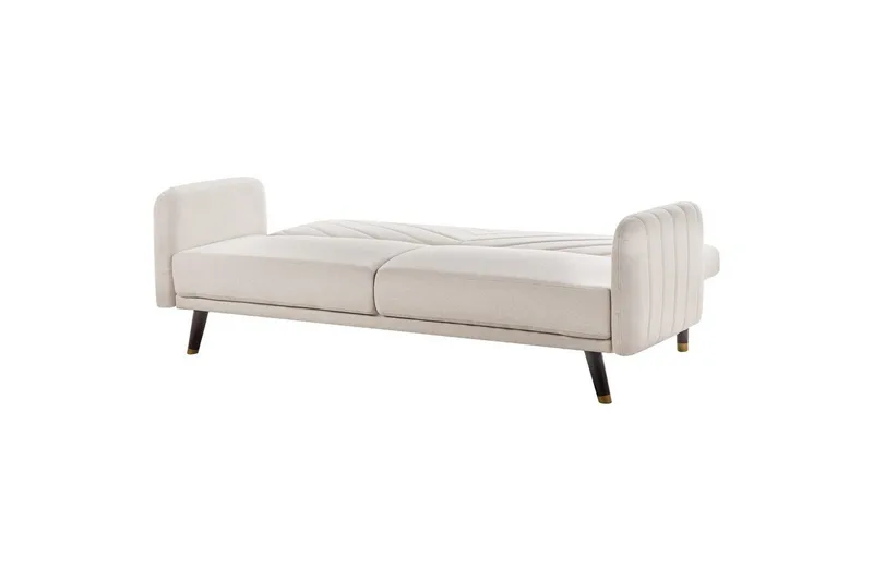 3-sitssoffa Beliani Senja Beige, mörkt trä, guld Beige||Dark colored wood||GOLD - Møbler - Sofaer - Sovesofaer - 3 seters sovesofa