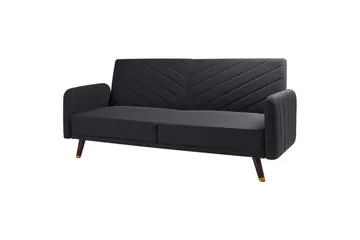 3-sitssoffa Beliani Senja Beige, mörkt trä, guld Black||Dark colored wood||GOLD - Møbler - Sofaer - Sovesofaer - 3 seters sovesofa