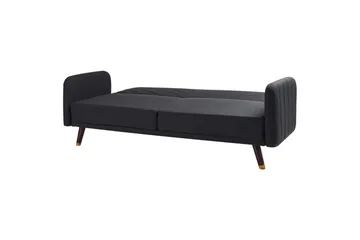 3-sitssoffa Beliani Senja Beige, mörkt trä, guld Black||Dark colored wood||GOLD - Møbler - Sofaer - Sovesofaer - 3 seters sovesofa