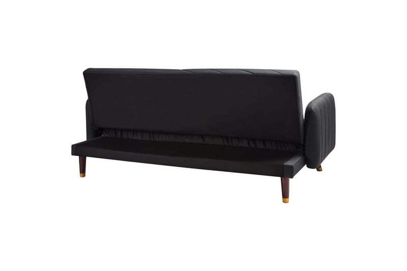 3-sitssoffa Beliani Senja Beige, mörkt trä, guld Black||Dark colored wood||GOLD - Møbler - Sofaer - Sovesofaer - 3 seters sovesofa