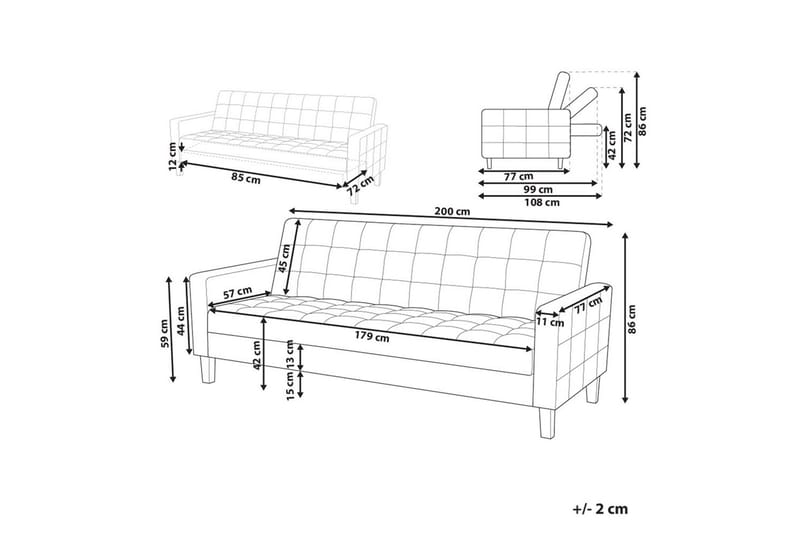 3-sitssoffa Beliani Vehkoo Grönt, ljust trä GOLD||Light colored wood - Møbler - Sofaer - Sovesofaer - 3 seters sovesofa