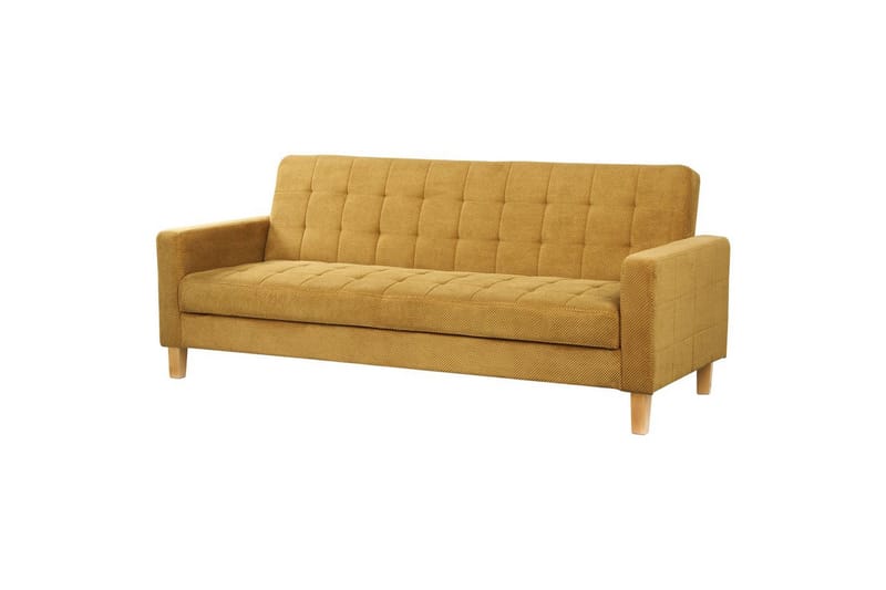 3-sitssoffa Beliani Vehkoo Grönt, ljust trä GOLD||Light colored wood - Møbler - Sofaer - Sovesofaer - 3 seters sovesofa