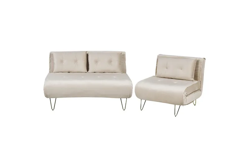 3-sitssoffa Beliani Vestfold Beige, guld Beige||GOLD