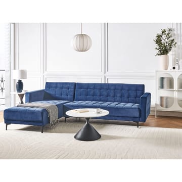 4-seter hjørnesofa Aberdeen - Blå, Svart/Høyrevendt/Fløyel - Møbler - Sofaer - Sovesofaer - Hjørnesovesofa