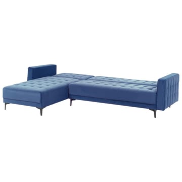 4-seter hjørnesofa Aberdeen - Blå, Svart/Høyrevendt/Fløyel - Møbler - Sofaer - Sovesofaer - Hjørnesovesofa